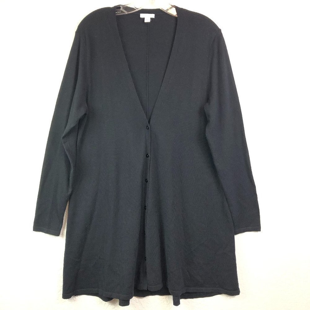J. JILL BLACK BUTTON FRONT CARDIGAN SWEATER